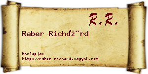 Raber Richárd névjegykártya